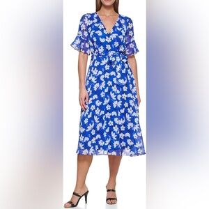 DKNY Blue and White Floral Maxi Skirt